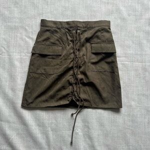 Olive Lace-Up Skirt